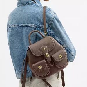 Coach Taupe Brown Leather Backpack